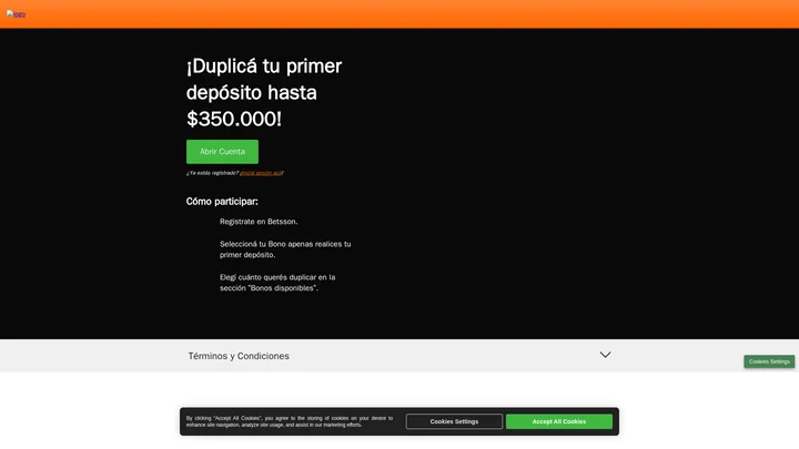 Captura de la página de Betsson